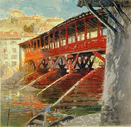Ponte degli Alpini, Bassano del Grappa, ca 1910 (relieftryck)