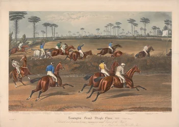 En av en uppsättning om fyra: Leamington Grand Steeple Chase ... 1837. Plåt 2. Mr Christian på Scripton ...