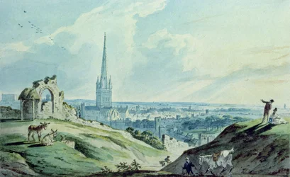 En utsikt över Norwich, från Mousehold Hill, nära ruinerna av Ketts Castle