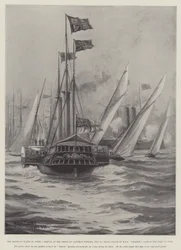 Prinsen av Wales i Cowes, Prinsens ankomst på lördagskvällen den 30 juli, Royal Salute av HMS Crescent, kapten hertigen av York