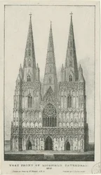 Lichfield Cathedral - West Front: gravyr, 1819