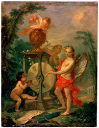 Cupid skärper en pil, 1750.