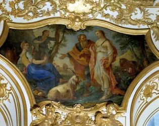 Psyche in the Shepherds Takmålning av Charles Joseph Natoire (Charles-Joseph Natoire