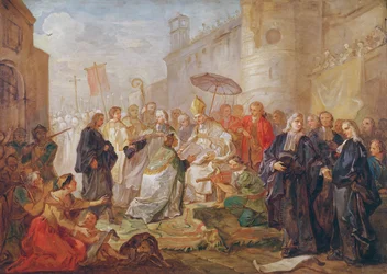 Monseigneur Nicolas-Joseph de Pariss högtidliga inträde som biskop av Orleans 734, 1745