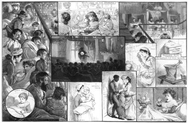 En underhållning på Kings College Hospital, 1885.