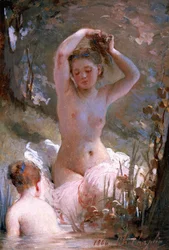 Två badande flickor, 1864
