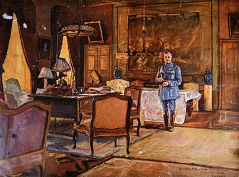 Marskalk Ferdinand Foch i hans högkvarter, 7 september 1918, Paris (färgstick)