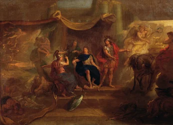 Beslut att föra krig mot holländare, takmålning från Galerie des Glaces i Versailles