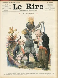 Illustration av Charles Leandre (1862-1934) för omslaget till Le Lire, 25/07/14 - "" Förtrollande Monsieur Viviani att se en socialist så nära, men om du var en rysk undersåte, så är det inte den tråden som jag skulle vidarebefordra till dig." - A crondsta
