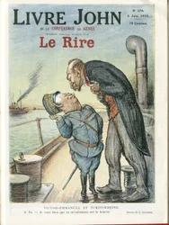 Illustration av Charles Leandre (1862-1934) för omslaget till Le Rire, 03/06/22 - Italien, USSR - Victor Emmanuel 1er, Gueorgui Titcherine (1872-1936)
