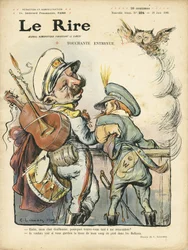Illustration av Charles Leandre (1862-1934) för omslaget till Le Rire, 26/06/09 - Touchante-intervju - Musik, gitarr - William II, Nicolas II