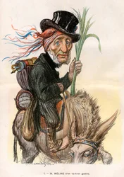 Jules Meline (1838-1925), fransk politiker, jordbruksminister - Tecknad av Charles Leandre (1862-1934) i "" Le Rire"" den 12 april 1902