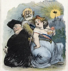 Separation från kyrka och stat: "" den franske politikern Jean-Bienvenu Martin (Bienvenu-Martin) (1847-1943), minister för offentlig undervisning, konst och gudstjänst, som desperat försöker skilja kyrkan som en präst i Frankrike (fransk separation) av chu