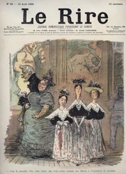 Det är första gången, i år, som vi har lett våra flickor till målningsutställningen - karikatyr av Charles Leandre (1862-1934) i "" Le Rire""" den 10 augusti