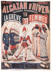 Affisch för operetten La Grêve des femmes av A. de Villebichot, 1879-1880