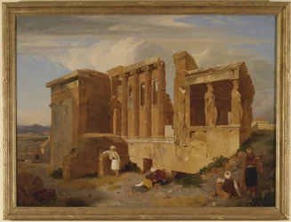 Erechtheum, Aten, med figurer i förgrunden