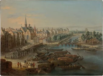 Utsikt över Arsenalen, hamnen Saint Paul och quai des Célestins i Paris, 1730-talet.