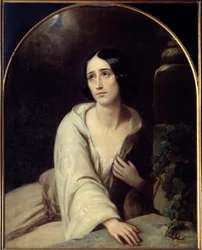 Gaetano Donizettis favorit Illustration för operan "" La favorite"" (La favorita). Målning av Charles Louis Bazin (1802-1859) 1840 Paris, Operamuseets bibliotek