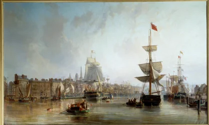 Hamnen i Rouen 1855 Målning av Charles Louis Mozin (1806-1862) 1855 Sön. 1,77x2,87 m Rouen, Musee des Beaux Arts