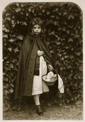 Agnes Grace Weld, som "Rödluvan", 18 augusti 1857 (sepiafoto)