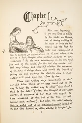 Alice med sin syster, illustration från Alices Adventures Under Ground, pub. 1886 (faksimil)