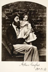 Arthur Hughes och hans dotter Agnes, 12 oktober 1863 (sepiafoto)
