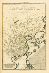 Det kinesiska kejsardömet, Kinesiska Tartariet och Kungariket Korea, med Japans öar, ur Atlas de Toutes les Parties Connues du Globe Terrestre av Guillaume Raynal (1713-96), utgiven 1780, färg