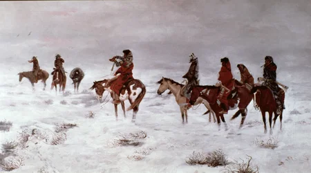 "Lost in a Snow Storm - We Are Friends" 1888 (olja på duk)