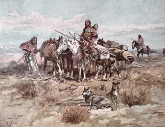 Native Americans Plains Folk flyttar läger