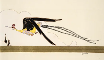 Bird of Paradise, från Fashion 1912. hos Marcelle Demay. pub.1912 (stenciltryck)
