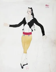 Kostym för figuren Figaro från Barberaren i Sevilla av Gioacchino Rossini, skiss av Charles Martin (1884-1934)