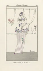 Morgon negligé, från Costumes Parisien, pub.1913 (stenciltryck)