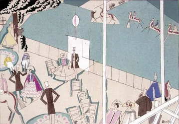 Hästkapplöpning, ca 1920 (stencil på papper)