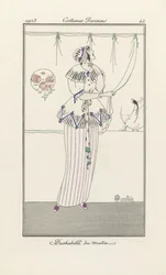 Morgonklänning, från Costumes Parisiens, pub. 1913 (stenciltryck)