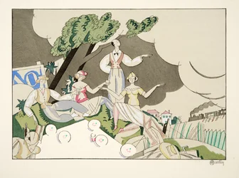 Picknick, från Sports & Entertainment, pub. 1914 (stenciltryck)