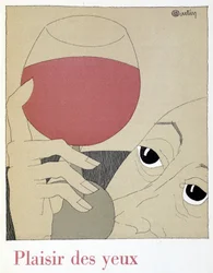 Glädje för ögonen - i ""Monseigneur le vin", teckning av Charles Martin (1884-1934), häfte från Etablissements Nicolas