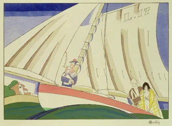 Yachting, ca 1920 (stencil på papper)