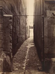 Rue du Chat-qui-Pêche från Rue de la Huchette, ca. 1868.
