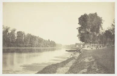 Utan titel, c. 1850. [Träd nära vatten i Bois de Boulogne, en park i Paris].