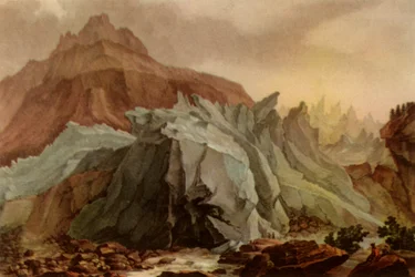 "Lütschinen utgående från Nedre Grindelwaldglaciären", 1782-1785, 1946.