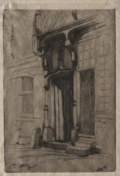 Dörröppningen till ett antikt kloster i Rue Mirabeau, Bourges