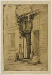 Dörröppning till ett antikt kloster, i rue Mirabeau, Bourges