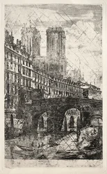 Etsningar av Paris: Den lilla bron, 1850.