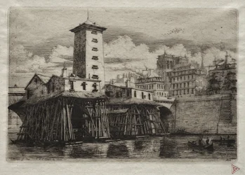Etsningar av Paris: Notre Dame-pumpen