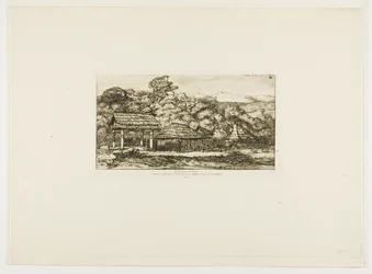 Infödingarnas baracker och hyddor i Akaroa, Banks halvö, 1845