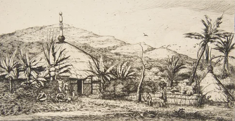 Nya Kaledonien: Stor inhemsk hydda på vägen från Balade till Puebo, 1845, 1863.