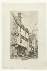 Oud huis av Huis van de Muzikant i Bourges Gammalt hus i Bourges (titel på objekt)