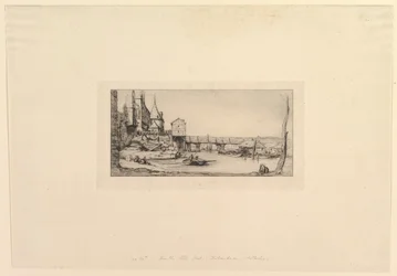 Pont-au-Change gångbro, efter branden 1621. Spången ersattes tillfälligt..., 1860.