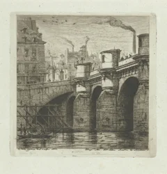 Pont Neuf över Seine i Paris Den nya bron Etsningar på Paris (serietitel)