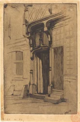 Dörröppningen till ett antikt kloster, i Rue Mirabeau, Bourges